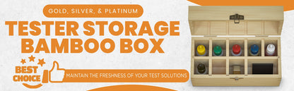 9 Slotted Large Wooden Bamboo Handcrafted Storage Box for Gold Silver Platinum Acid Jewelry Test Kit and Supplies