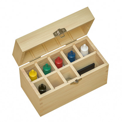 9 Slotted Large Wooden Bamboo Handcrafted Storage Box for Gold Silver Platinum Acid Jewelry Test Kit and Supplies