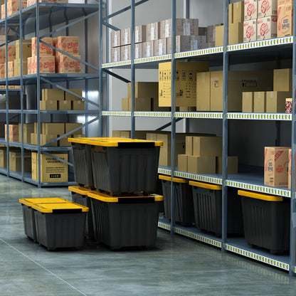 72/97QT Storage Box with Wheels & Lid – Stackable Heavy Duty Organizer 4-6-Pack