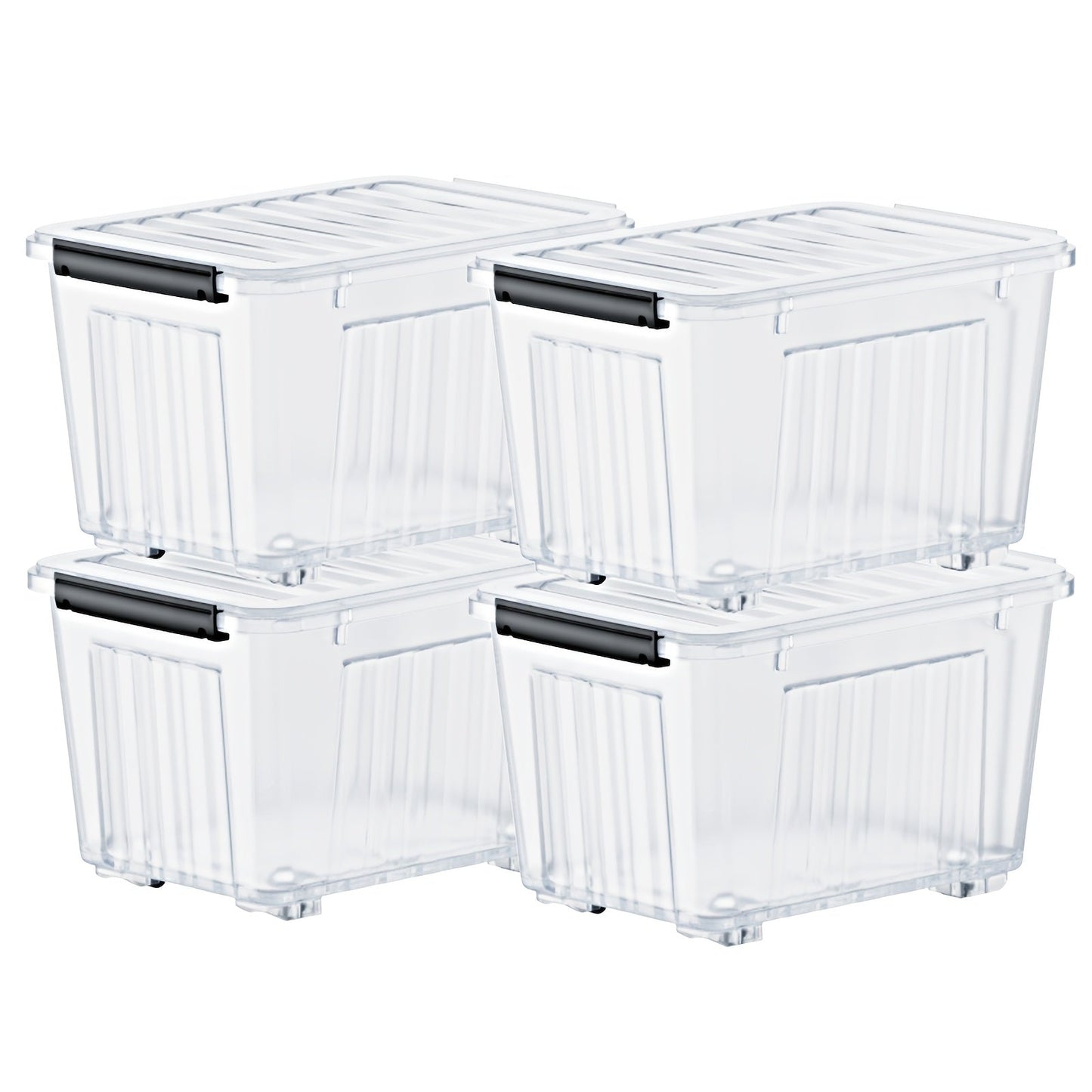 72/97QT Storage Box with Wheels & Lid – Stackable Heavy Duty Organizer 4-6-Pack