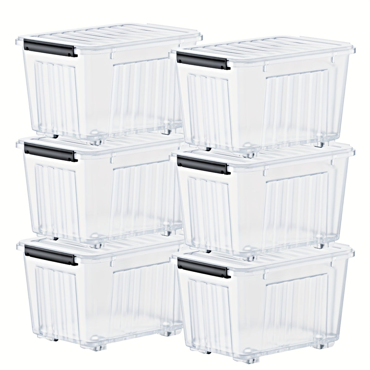 72/97QT Storage Box with Wheels & Lid – Stackable Heavy Duty Organizer 4-6-Pack