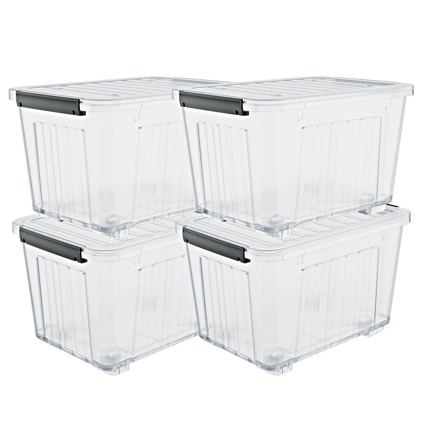 72/97QT Storage Box with Wheels & Lid – Stackable Heavy Duty Organizer 4-6-Pack