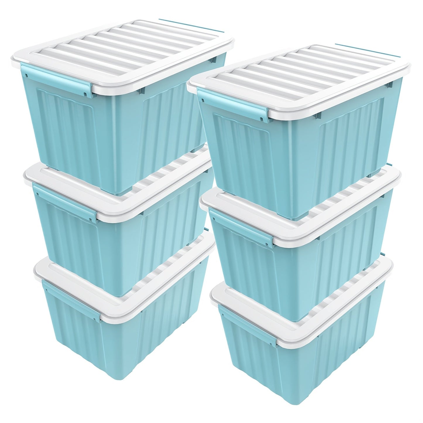 72/97QT Storage Box with Wheels & Lid – Stackable Heavy Duty Organizer 4-6-Pack