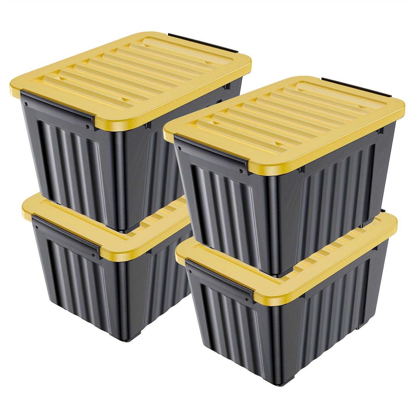 72/97QT Storage Box with Wheels & Lid – Stackable Heavy Duty Organizer 4-6-Pack