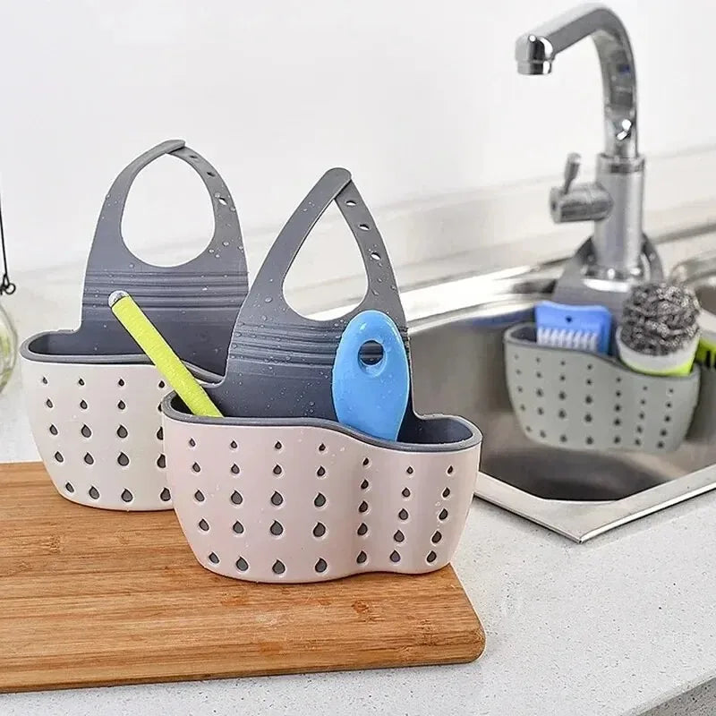 Home Storage Drain Basket Kitchen Sink Holder Adjustable Soap Sponge Holder Hanging Drain Basket Bag Kitchen Accessories