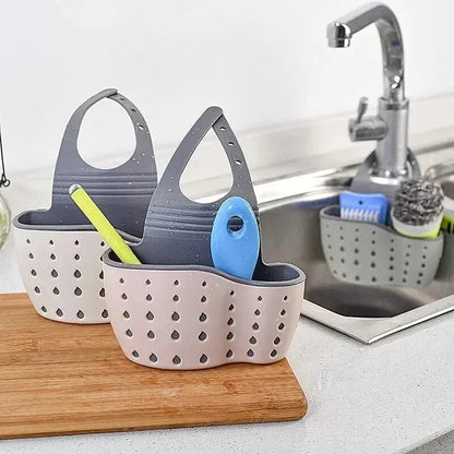 Home Storage Drain Basket Kitchen Sink Holder Adjustable Soap Sponge Holder Hanging Drain Basket Bag Kitchen Accessories