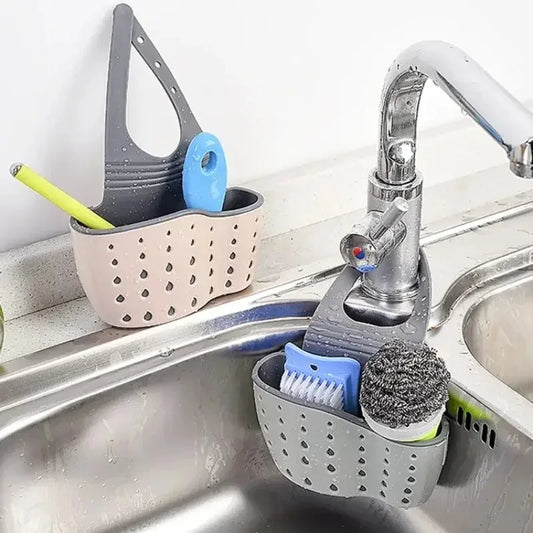 Home Storage Drain Basket Kitchen Sink Holder Adjustable Soap Sponge Holder Hanging Drain Basket Bag Kitchen Accessories