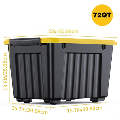 72/97QT Storage Box with Wheels & Lid – Stackable Heavy Duty Organizer 4-6-Pack